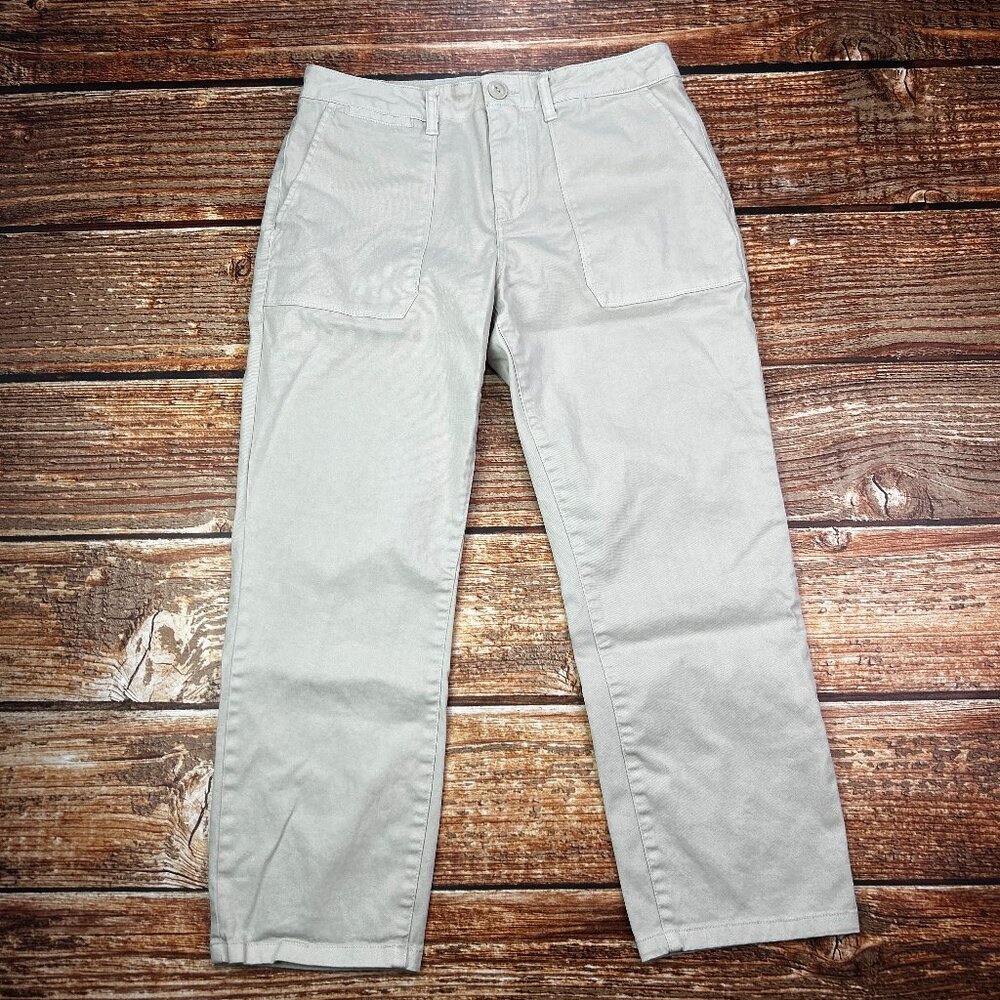 Sanctuary Standard Surplus Utility Pants Stone Khaki Flat Front Cropped Length